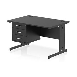 Impulse 1200x800 Desk Black/Black Cable Managed Leg 3 Dr Fixed Ped Impulse 1200x800 Desk Black/Black Cable Managed Leg 3 Dr Fixed Ped