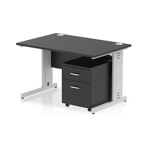 Impulse 1200x800 Desk Black/Silver Cable Managed Leg 2 Dr Mobile Ped Impulse 1200x800 Desk Black/Silver Cable Managed Leg 2 Dr Mobile Ped
