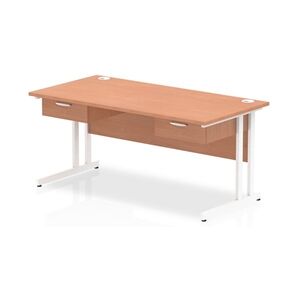 Impulse 1600x800 Desk Beech/White Cantilever Leg 2x1 Drawer Fixed Ped Impulse 1600x800 Desk Beech/White Cantilever Leg 2x1 Drawer Fixed Ped