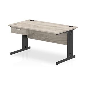 Impulse 1400x800 Desk Grey Oak/Black Cable Managed Leg 1 Dr Fixed Ped Impulse 1400x800 Desk Grey Oak/Black Cable Managed Leg 1 Dr Fixed Ped