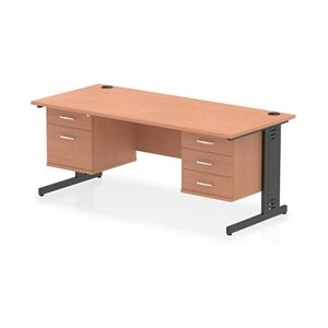 Impulse 1800x800 Desk Beech/Black Cable Managed 2 & 3 Drawer Fixed Ped Impulse 1800x800 Desk Beech/Black Cable Managed 2 & 3 Drawer Fixed Ped