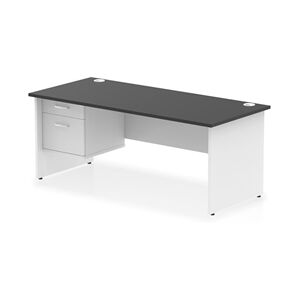 Impulse 1800x800 Desk Black/White Panel End Leg 1x2 Drawer Fixed Ped Impulse 1800x800 Desk Black/White Panel End Leg 1x2 Drawer Fixed Ped
