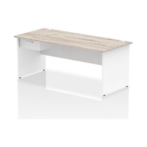 Impulse 1800x800 Desk Grey Oak/White Panel End 1x1 Drawer Fixed Ped Impulse 1800x800 Desk Grey Oak/White Panel End 1x1 Drawer Fixed Ped