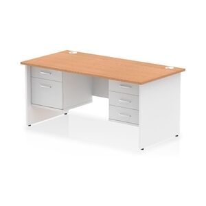 Impulse 1600x800 Desk Oak/White Panel End 1x2 and 1x3 Drawer Fixed Ped Impulse 1600x800 Desk Oak/White Panel End 1x2 and 1x3 Drawer Fixed Ped