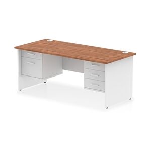 Impulse 1800x800 Desk Walnut/White Panel End 2 & 3 Drawer Fixed Peds Impulse 1800x800 Desk Walnut/White Panel End 2 & 3 Drawer Fixed Peds