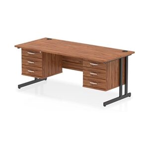 Impulse 1800x800 Desk Walnut/Black Cantilever Leg 2x3 Drawer Fixed Ped Impulse 1800x800 Desk Walnut/Black Cantilever Leg 2x3 Drawer Fixed Ped