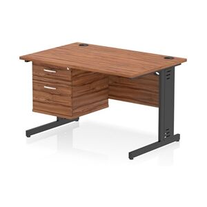Impulse 1200x800 Desk Walnut/Black Cable Managed Leg 2 Dr Fixed Ped Impulse 1200x800 Desk Walnut/Black Cable Managed Leg 2 Dr Fixed Ped