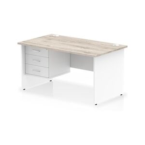 Impulse 1400x800 Desk Grey Oak/White Panel End 1x3 Drawer Fixed Ped Impulse 1400x800 Desk Grey Oak/White Panel End 1x3 Drawer Fixed Ped