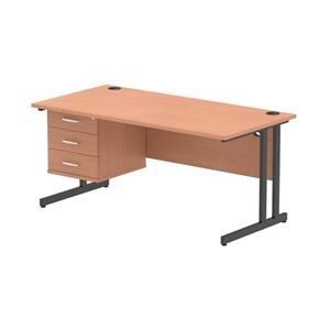 Impulse 1600x800 Desk Beech/Black Cantilever Leg 1x3 Drawer Fixed Ped Impulse 1600x800 Desk Beech/Black Cantilever Leg 1x3 Drawer Fixed Ped