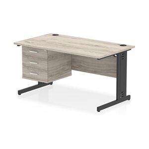 Impulse 1400x800 Desk Grey Oak/Black Cable Managed Leg 3 Dr Fixed Ped Impulse 1400x800 Desk Grey Oak/Black Cable Managed Leg 3 Dr Fixed Ped