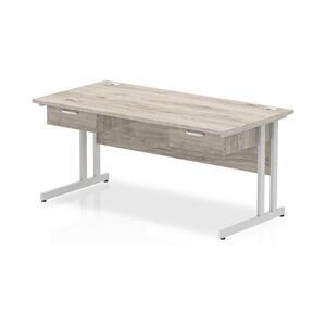 Impulse 1600x800 Desk Grey Oak/Silver Cantilever 2x1 Drawer Fixed Peds Impulse 1600x800 Desk Grey Oak/Silver Cantilever 2x1 Drawer Fixed Peds