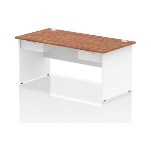 Impulse 1600x800 Desk Walnut/White Panel End 2x1 Drawer Fixed Ped Impulse 1600x800 Desk Walnut/White Panel End 2x1 Drawer Fixed Ped