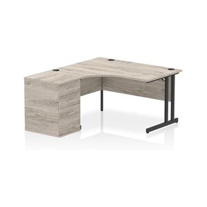 Impulse 1400 LH Crescent Desk Grey Oak/Black Cantilever Leg 600 DH Ped Impulse 1400 LH Crescent Desk Grey Oak/Black Cantilever Leg 600 DH Ped