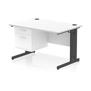 Impulse 1200x800 Desk White Top Black Cable Managed Leg 2 Dr Fixed Ped Impulse 1200x800 Desk White Top Black Cable Managed Leg 2 Dr Fixed Ped