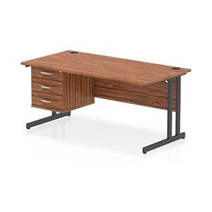 Impulse 1600x800 Desk Walnut/Black Cantilever Leg 1x3 Drawer Fixed Ped Impulse 1600x800 Desk Walnut/Black Cantilever Leg 1x3 Drawer Fixed Ped