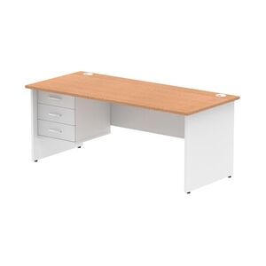 Impulse 1800x800 Desk Oak/White Panel End Leg 1x3 Drawer Fixed Ped Impulse 1800x800 Desk Oak/White Panel End Leg 1x3 Drawer Fixed Ped