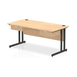 Impulse 1600x800 Desk Maple/Black Cantilever Leg 2x1 Drawer Fixed Ped Impulse 1600x800 Desk Maple/Black Cantilever Leg 2x1 Drawer Fixed Ped