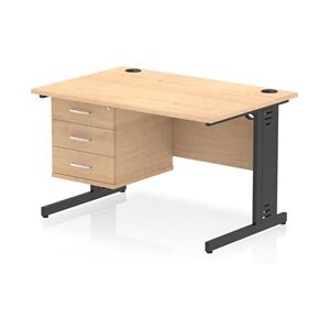 Impulse 1200x800 Desk Maple/Black Cable Managed Leg 3 Dr Fixed Ped Impulse 1200x800 Desk Maple/Black Cable Managed Leg 3 Dr Fixed Ped