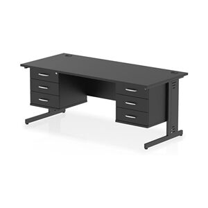 Impulse 1800x800 Desk Black/Black Cable Managed 2x3 Drawer Fixed Peds Impulse 1800x800 Desk Black/Black Cable Managed 2x3 Drawer Fixed Peds