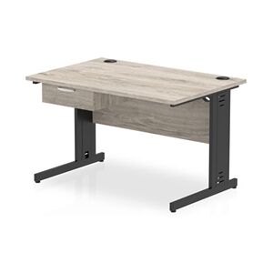 Impulse 1200x800 Desk Grey Oak/Black Cable Managed Leg 1 Dr Fixed Ped Impulse 1200x800 Desk Grey Oak/Black Cable Managed Leg 1 Dr Fixed Ped