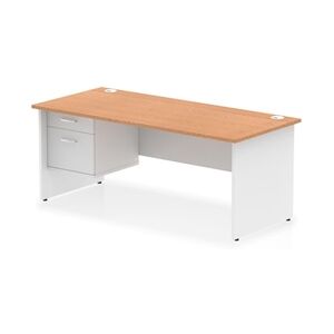 Impulse 1800x800 Desk Oak/White Panel End Leg 1x2 Drawer Fixed Ped Impulse 1800x800 Desk Oak/White Panel End Leg 1x2 Drawer Fixed Ped