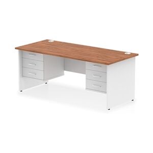 Impulse 1800x800 Desk Walnut/White Panel End with 2x3 Drawer Fixed Ped Impulse 1800x800 Desk Walnut/White Panel End with 2x3 Drawer Fixed Ped