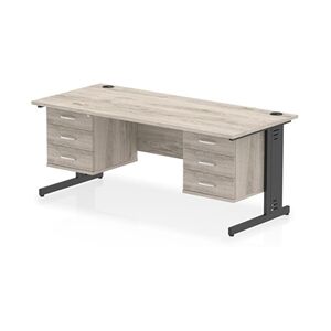 Impulse 1800x800 Desk Grey Oak/Black Cable Managed 2x3 Dr Fixed Peds Impulse 1800x800 Desk Grey Oak/Black Cable Managed 2x3 Dr Fixed Peds