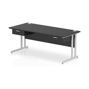 Impulse 1800x800 Desk Black/Silver Cantilever Leg 2x1 Drawer Fixed Ped Impulse 1800x800 Desk Black/Silver Cantilever Leg 2x1 Drawer Fixed Ped