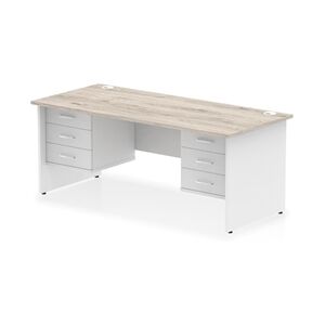 Impulse 1800x800 Desk Grey Oak/White Panel End 2x3 Drawer Fixed Ped Impulse 1800x800 Desk Grey Oak/White Panel End 2x3 Drawer Fixed Ped