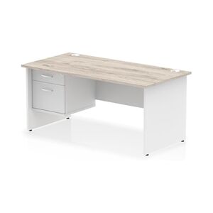 Impulse 1600x800 Desk Grey Oak/White Panel End 1x2 Drawer Fixed Ped Impulse 1600x800 Desk Grey Oak/White Panel End 1x2 Drawer Fixed Ped