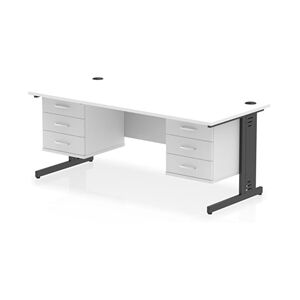 Impulse 1800x800 Desk Cable Managed White/Black 2x3 Drawer Fixed Peds Impulse 1800x800 Desk Cable Managed White/Black 2x3 Drawer Fixed Peds