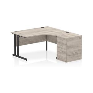 Impulse 1400 RH Crescent Desk Cantilever Leg Grey Oak/Black 600 DH Ped Impulse 1400 RH Crescent Desk Cantilever Leg Grey Oak/Black 600 DH Ped