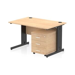 Impulse 1200x800 Desk Maple/Black Cable Managed 3 Drawer Mobile Ped Impulse 1200x800 Desk Maple/Black Cable Managed 3 Drawer Mobile Ped
