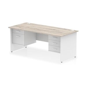 Impulse 1800x800 Desk Grey Oak/White Panel End 2 & 3 Drawer Fixed Ped Impulse 1800x800 Desk Grey Oak/White Panel End 2 & 3 Drawer Fixed Ped