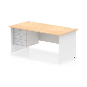 Impulse 1600x800 Desk Maple/White Panel End Leg 1x3 Drawer Fixed Ped Impulse 1600x800 Desk Maple/White Panel End Leg 1x3 Drawer Fixed Ped
