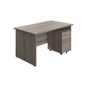 Unbranded 1400X800 Panel Rectangular Desk Grey Oak + 3 Drawer Ped Unbranded 1400X800 Panel Rectangular Desk Grey Oak + 3 Drawer Ped