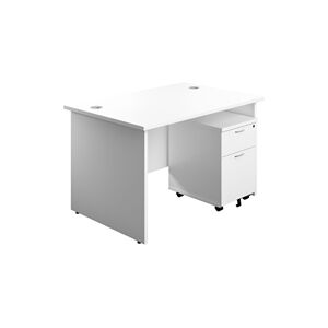 Unbranded 1200X800 Panel Rectangular Desk White + 2 Drawer Ped Unbranded 1200X800 Panel Rectangular Desk White + 2 Drawer Ped
