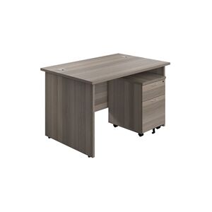 Unbranded 1200X800 Panel Rectangular - Grey Oak - 2-drawer pedestal - Desk Unbranded 1200X800 Panel Rectangular - Grey Oak - 2-drawer pedestal - Desk