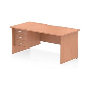 Impulse 1600 x 800mm Scalloped Desk Beech Panel End + 3D Ped Impulse 1600 x 800mm Scalloped Desk Beech Panel End + 3D Ped