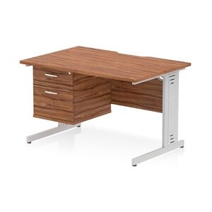 Impulse 1200x800 Scalloped Desk Walnut Top Silver Cable Managed 2D Ped Impulse 1200x800 Scalloped Desk Walnut Top Silver Cable Managed 2D Ped