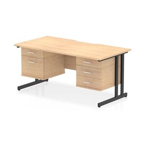 Impulse 1600 x 800mm Scalloped Desk Maple Black Cantilever 2D + 3D Ped Impulse 1600 x 800mm Scalloped Desk Maple Black Cantilever 2D + 3D Ped