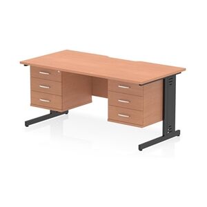 Impulse 1600 x 800mm Scalloped Desk Beech Black Cable Managed 2x3D Ped Impulse 1600 x 800mm Scalloped Desk Beech Black Cable Managed 2x3D Ped