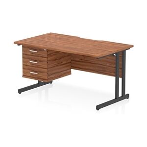 Impulse 1400 x 800mm Scalloped Desk Walnut Black Cantilever Leg 3D Ped Impulse 1400 x 800mm Scalloped Desk Walnut Black Cantilever Leg 3D Ped