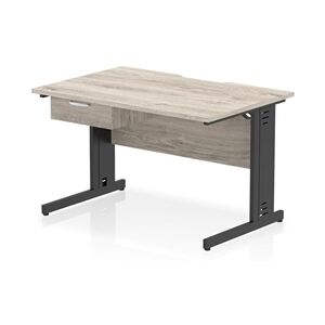 Impulse 1200x800 Scalloped Desk Grey Oak Black Cable Managed + 1D Ped Impulse 1200x800 Scalloped Desk Grey Oak Black Cable Managed + 1D Ped