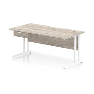 Impulse 1600 x 800mm Scalloped Desk Grey Oak White Cantilever + 1D Ped Impulse 1600 x 800mm Scalloped Desk Grey Oak White Cantilever + 1D Ped