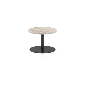 Italia 600mm Round Coffee Table Grey Oak Top 475mm High Black Leg Italia 600mm Round Coffee Table Grey Oak Top 475mm High Black Leg