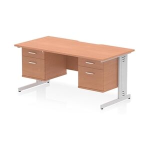 Impulse 1600 x 800 Scalloped Desk Beech Silver Cable Managed 2x2D Ped Impulse 1600 x 800 Scalloped Desk Beech Silver Cable Managed 2x2D Ped