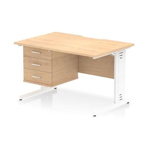 Impulse 1200x800 Scalloped Desk Maple Top White Cable Managed + 3D Ped Impulse 1200x800 Scalloped Desk Maple Top White Cable Managed + 3D Ped