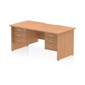 Impulse 1600 x 800mm Scalloped Desk Oak Top Panel End 2x3D Ped Impulse 1600 x 800mm Scalloped Desk Oak Top Panel End 2x3D Ped