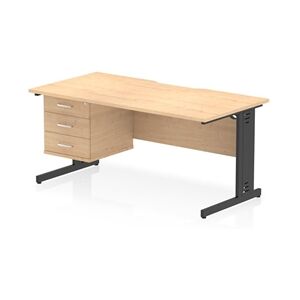 Impulse 1600 x 800mm Scalloped Desk Maple Black Cable Managed + 3D Ped Impulse 1600 x 800mm Scalloped Desk Maple Black Cable Managed + 3D Ped